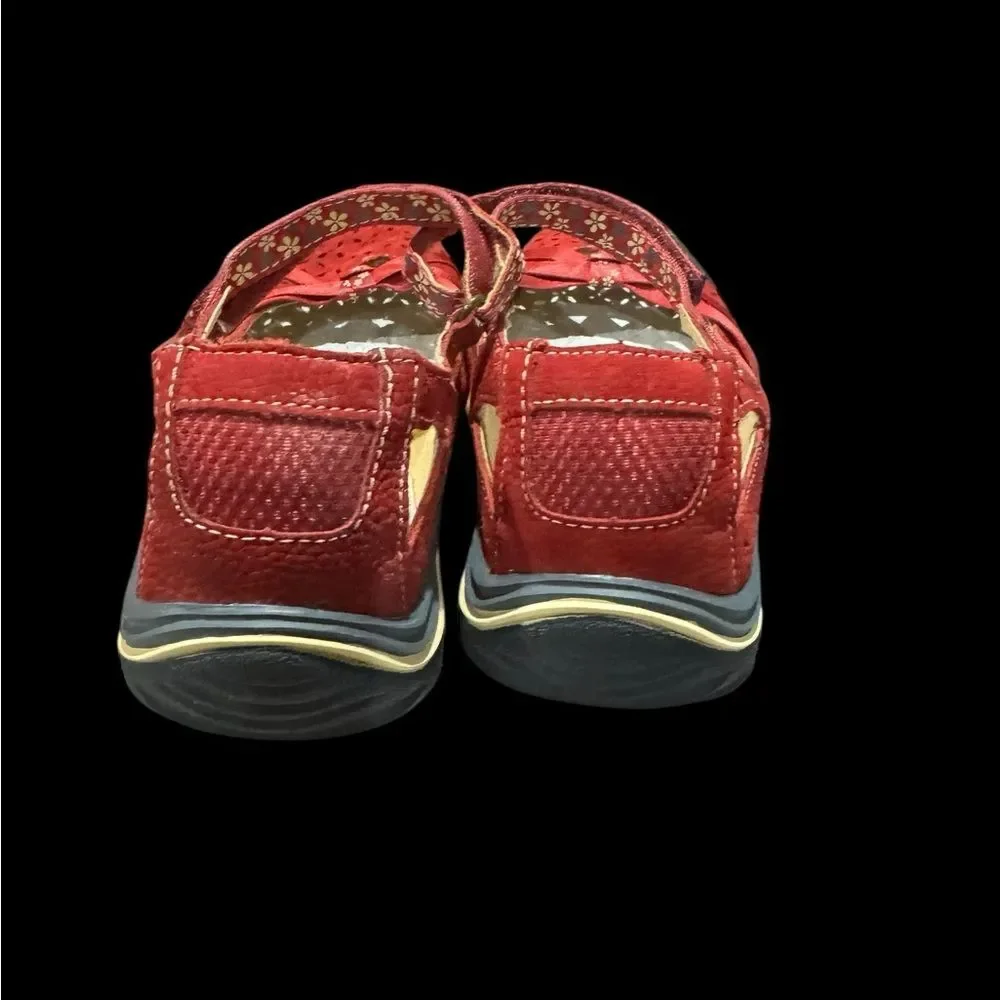 Jambu Burgundy cherry blossom Mary Jane Flats, size 7 1/2.